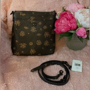 Floral Embossed Kitt  Crossbody Bag in brown and tan